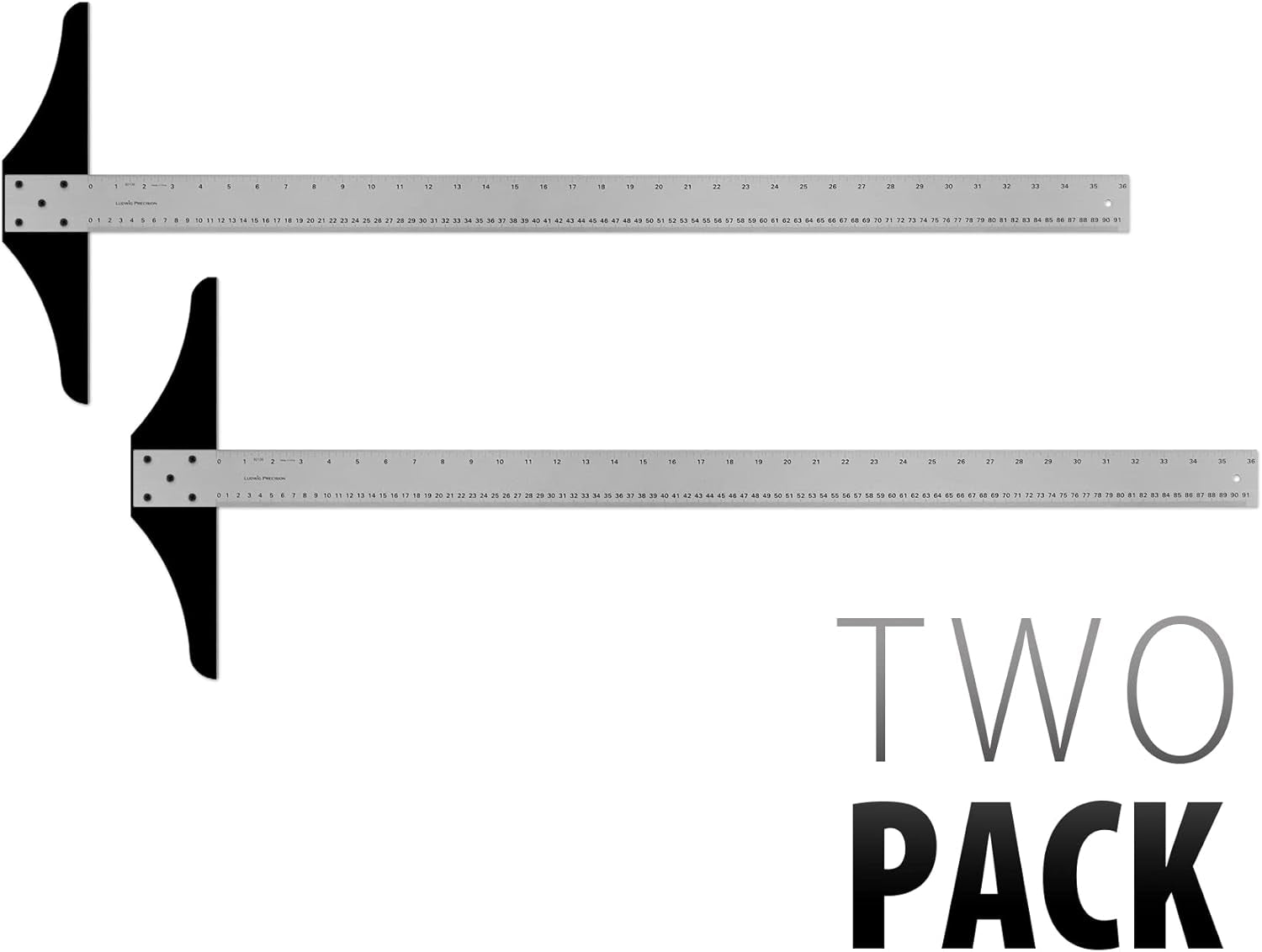 Heavy-Duty Aluminum T-Square for Art Framing & Drafting, Silver, 36-Inch (2 Pack)