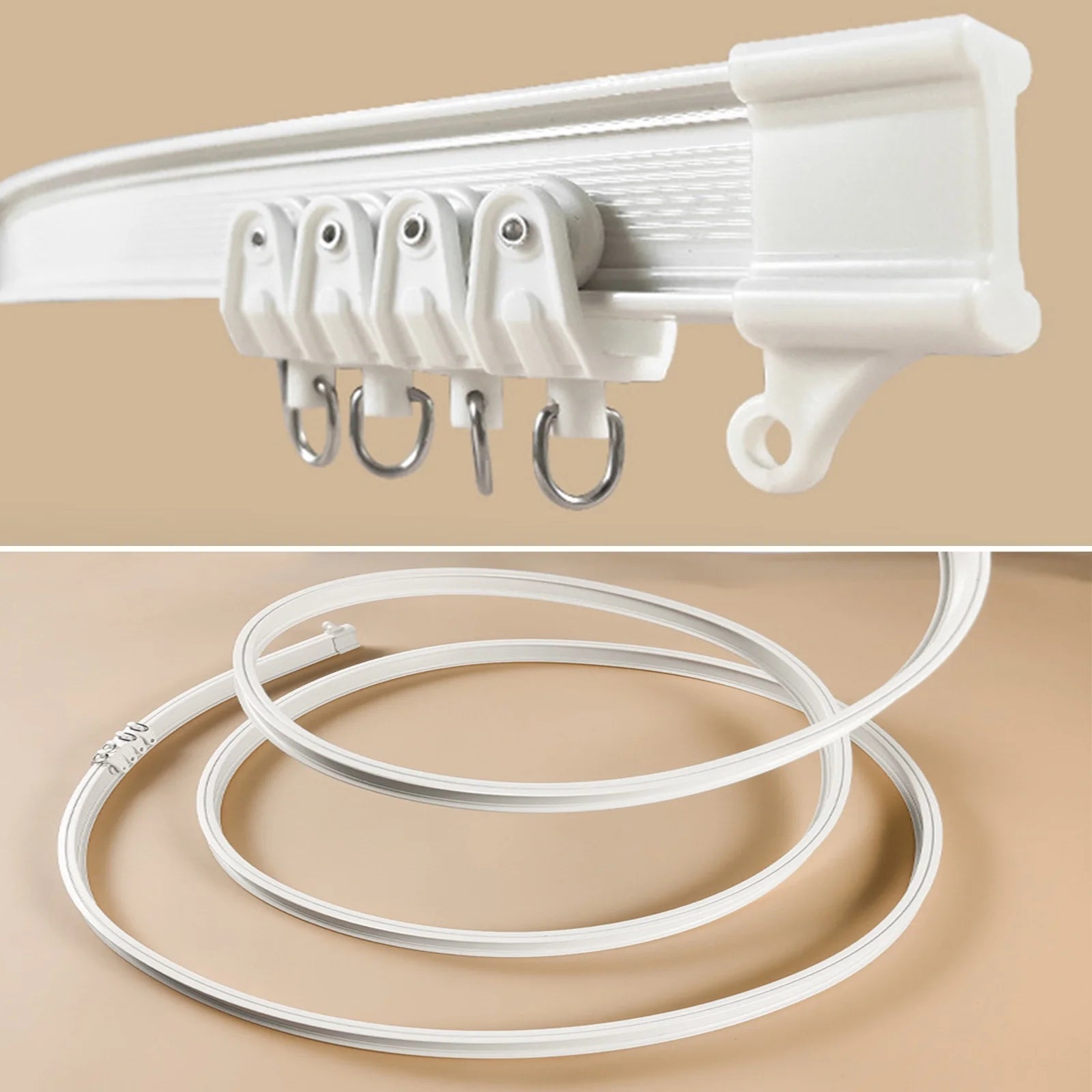 Flexible Ceiling Curtain Track,23 Ft Curved Curtain Rail with Mute Rollers,Bendable Mount for Shower Bay Window RV Curtain Room Divider