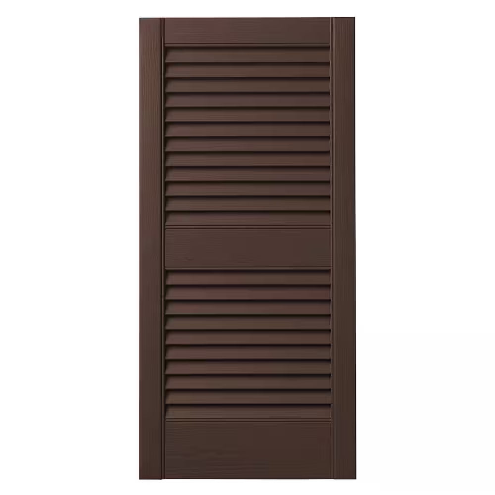 15 In. X 39 In. Open Louvered Polypropylene Shutters Pair in Terra Brown