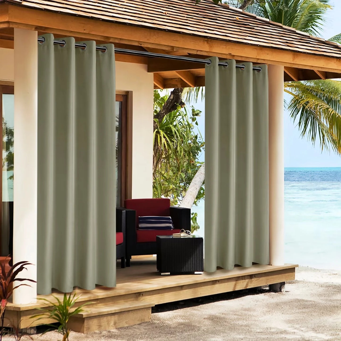 Waterproof Outdoor Curtains for Patio Grommet Privacy Curtains for Porch Gazebo Pergola, 1 Panel, 54X95 Inch, Taupe