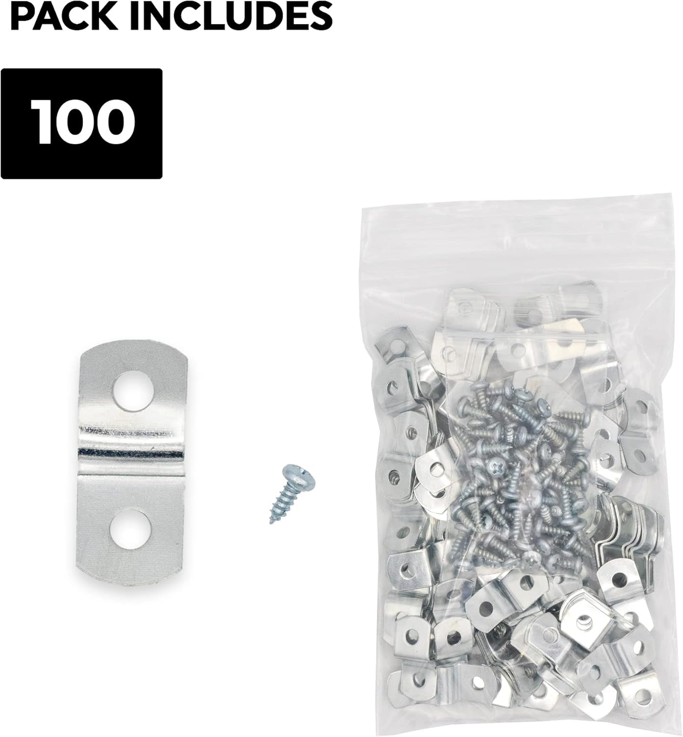 1/4" Depth --- Offset Mounting Canvas Z Clips for Picture Framing -- #6 X 3/8" Pan-Head Screws Included -- Pack Of
