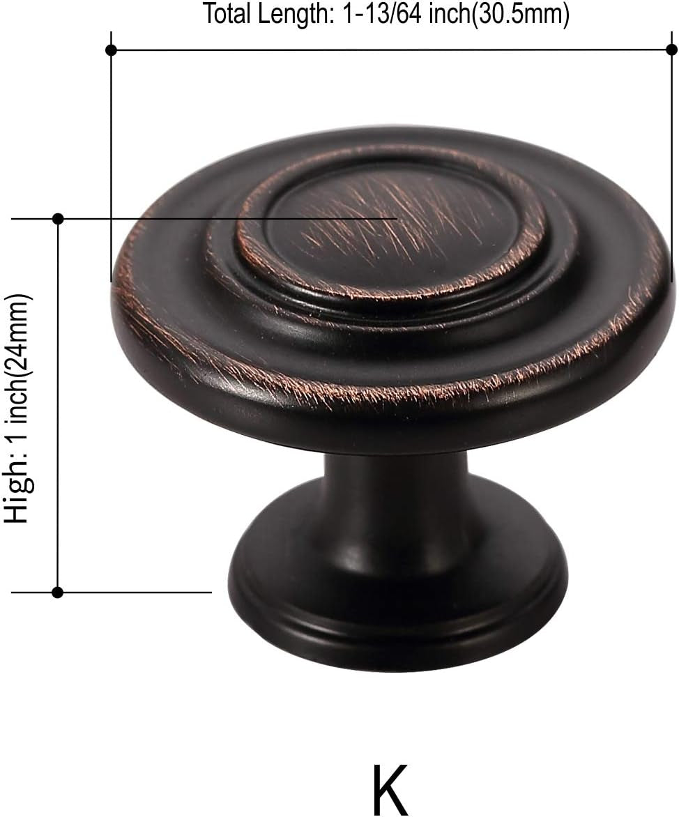 Hardware 25 Pack K0002ORB Oil Rubbed Bronze Cupboard Drawer Knobs Kitchen Cabinet Knobs Door Handles Single Hole Cabinet T Bar Handles