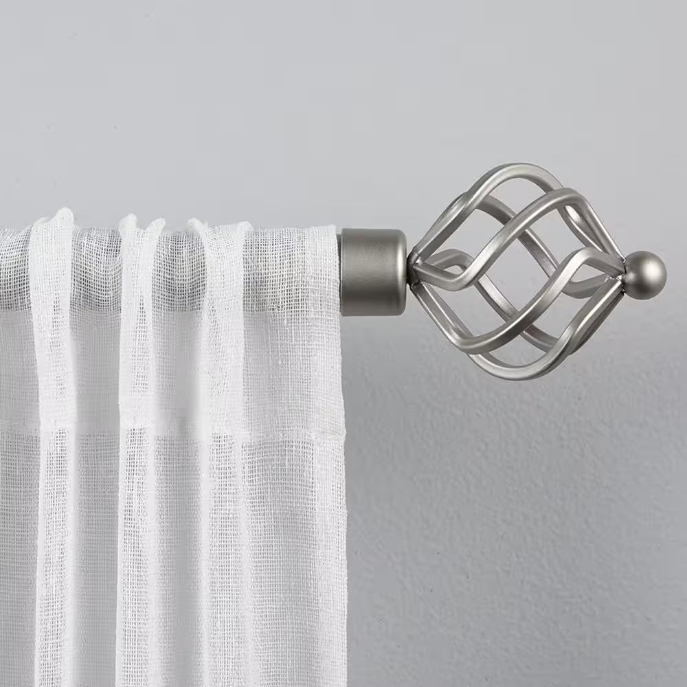 Torch 36 In. - 72 In. Adjustable 1 In. Single Curtain Rod Kit in Matte Silver with Finial