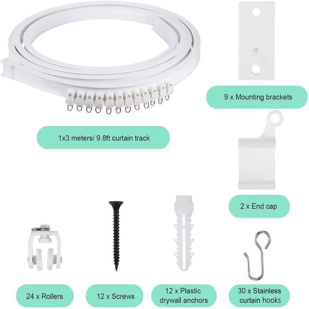 Curtain Rail White Modern Style Visible Track Nano Silencer Curtains Accessories Plastic Bendable Curtain Track