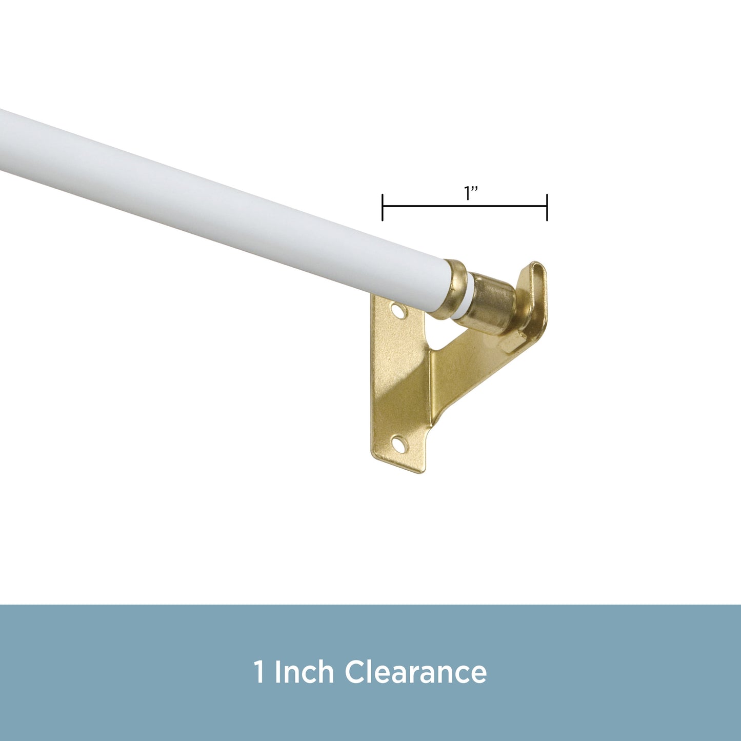 7/16" round Sash Curtain Rod, 28-48", 1" Clearance, White