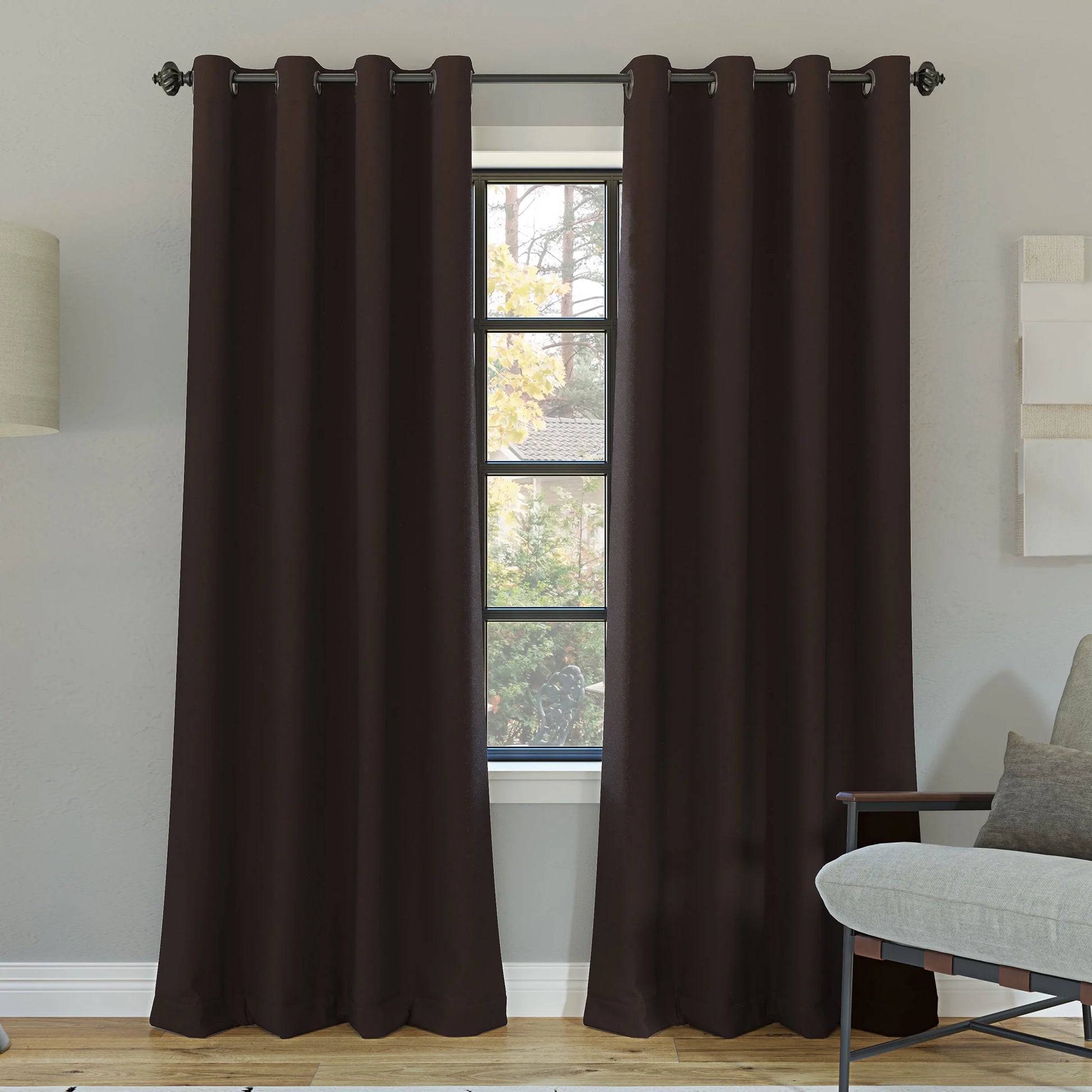 Oslo Extreme 100% Blackout Grommet Curtain Panel, 52"X95", Dark Chocolate, 1-Piece Single Panel