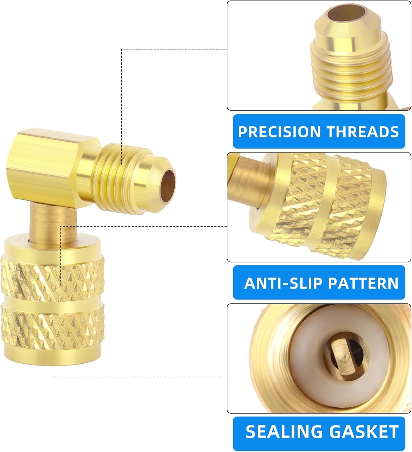 2 Pcs 90 Degrees Elbow R410A Hose Connector,5/16" SAE Female to 1/4" SAE Male Brass Adapter,Suitable for the Hvac/Refrigeration,Mini Split Systems