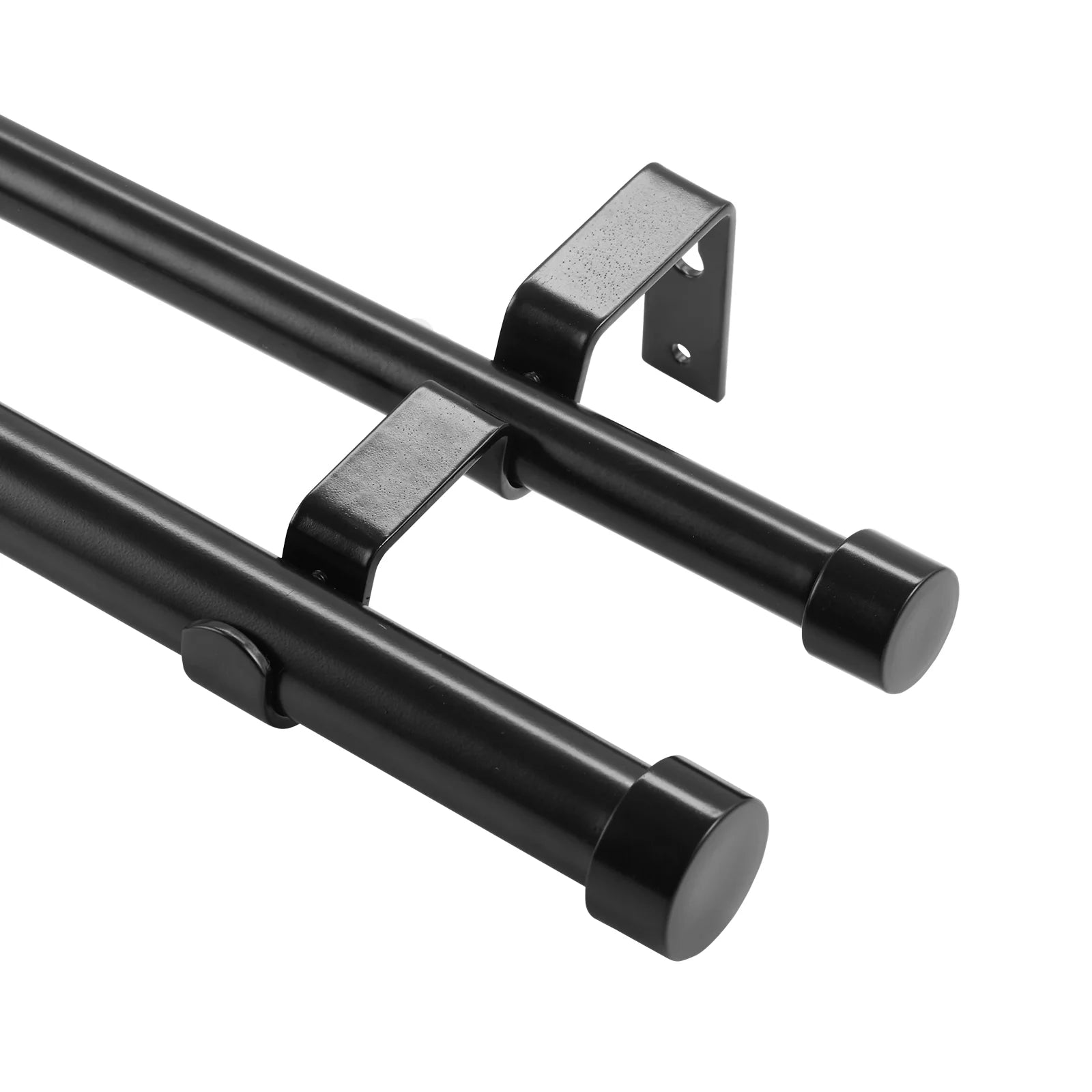 Double Curtain Rods for Windows 74 to 144 Inches(6-12Ft), Adjustable Telescoping Double Curtain Rod with with Cap Finials, 1" and 3/4" Diameter, Heavy Duty Double Drapery Rod for Sheer
