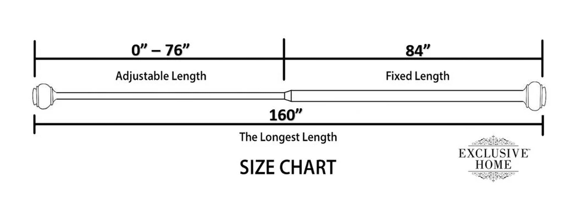 Topper 1" Curtain Rod and Finial Set, Matte Silver, Adjustable 84"-160"