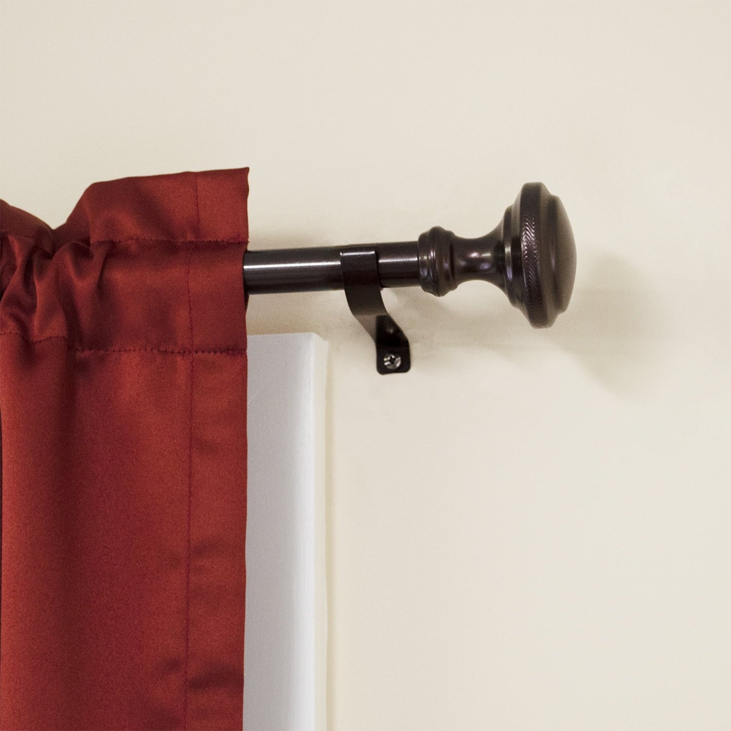(2 Pack)  3/4 Inch Bronze Knob, 30 to 84 Width, Single Curtain Rod Set