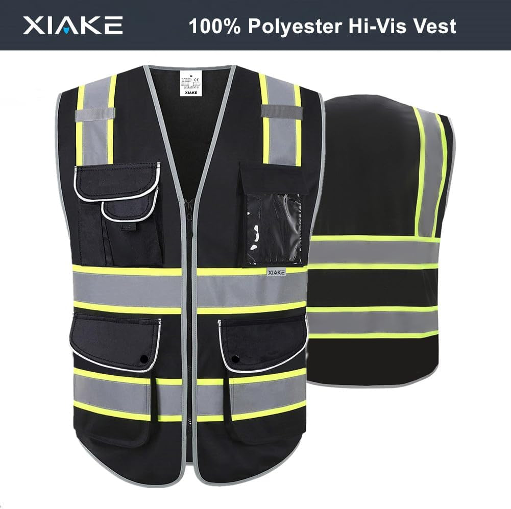 9 Pockets Class 2 High Visibility Reflective Safety Vest for Men Women Work Construction Vest