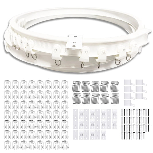 Flexible Ceiling Curtain Track,23 Ft Curved Curtain Rail with Mute Rollers,Bendable Mount for Shower Bay Window RV Curtain Room Divider