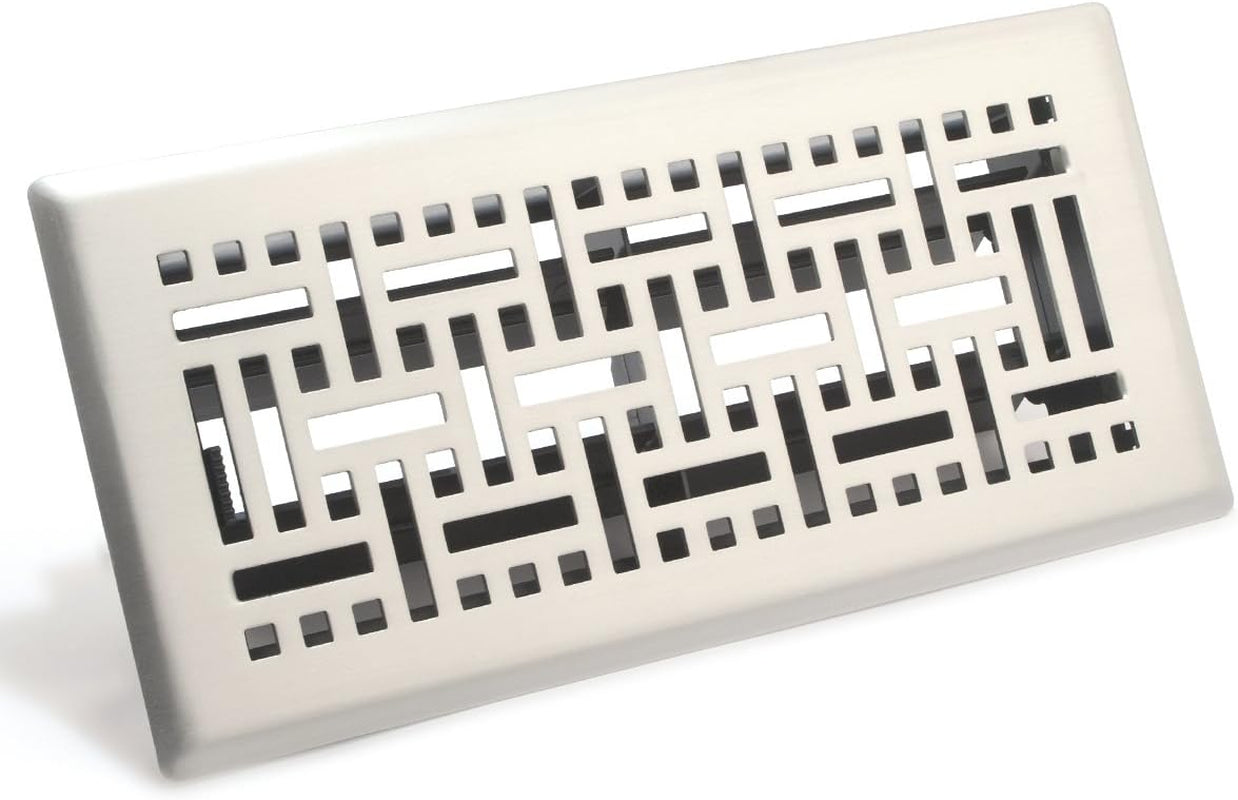 AMFRSNB614 Wicker Design Floor Register, Satin Nickel, 6" X 14"