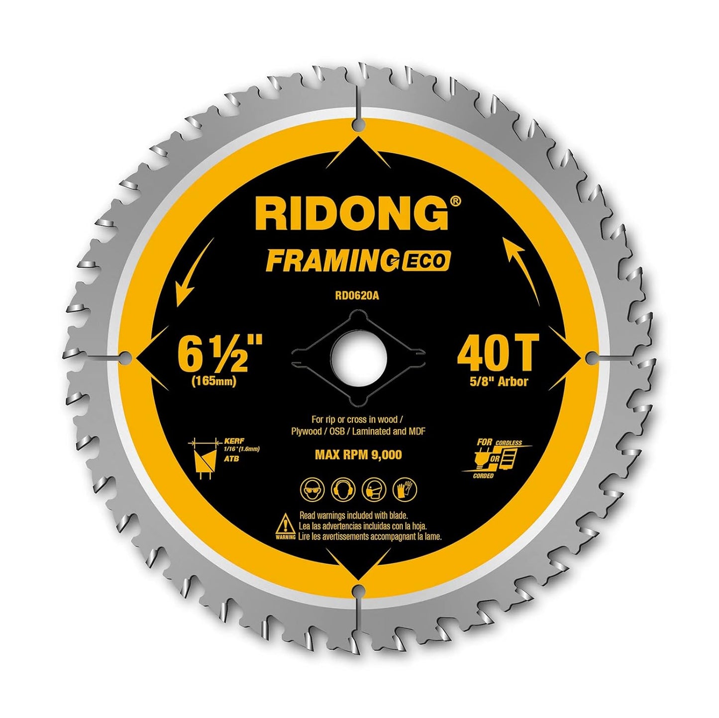 6-1/2 Inch 40 Tooth Circular Saw Blade with 5/8 Inch Arbor ATB Finishing for Wood Cutting(5-Packs)