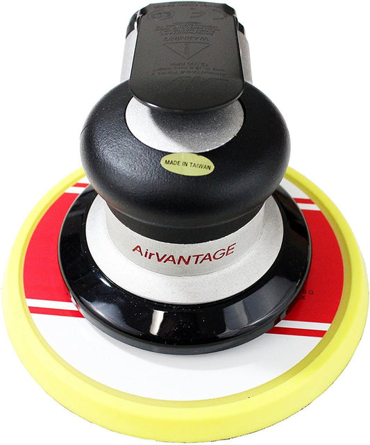 Airvantage Industrial Grade Random Orbital Air Sander Non-Vacuum with Low-Profile Pad, 1/4 In. NPT Air Inlet (5": 3/32- Hook & Loop)