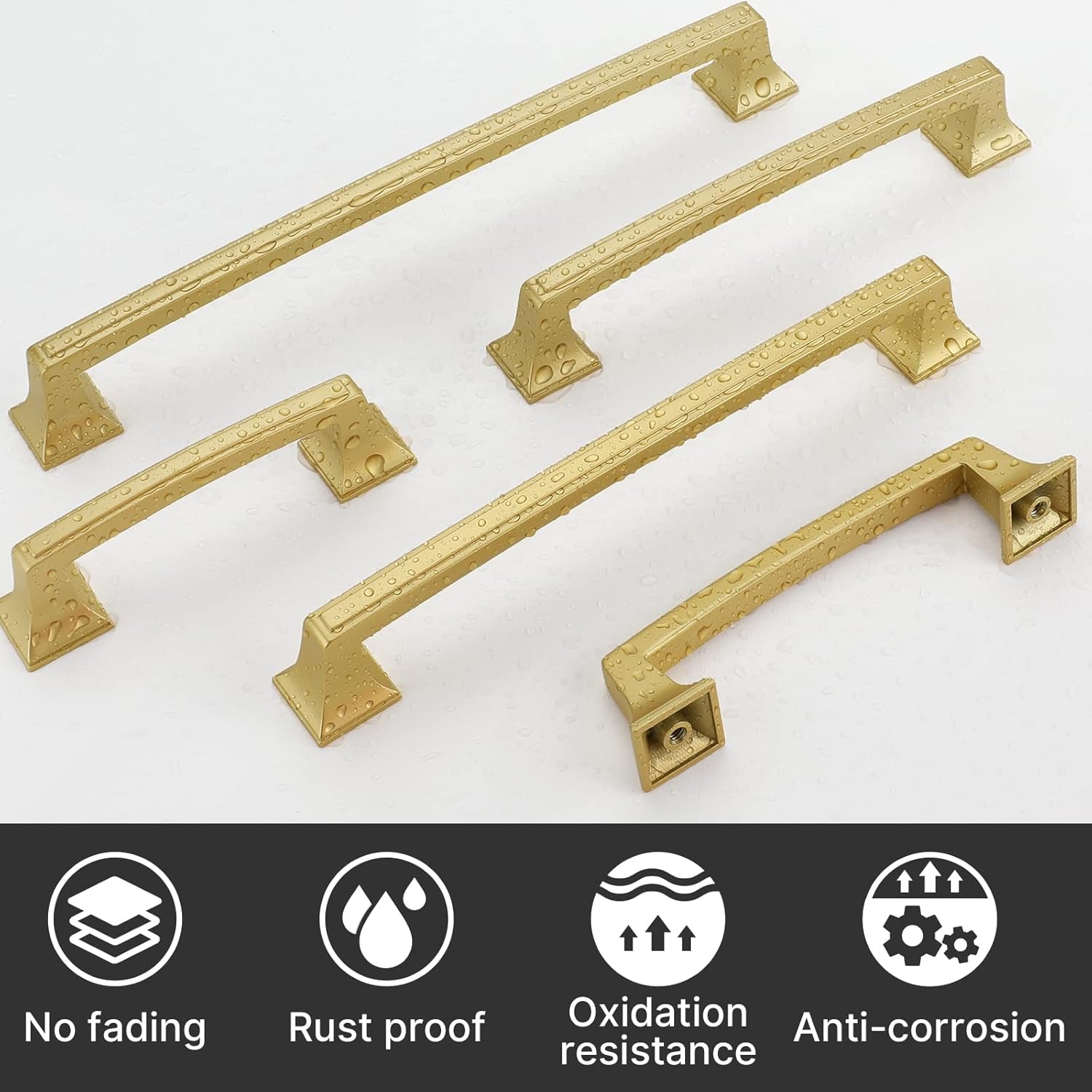 6 Pack Cabinet Handles Gold Cabinet Pulls 7-1/2 Inch Hole Center Drawer Pulls Modern Bar Dresser Handles for Bathroom Kitchen Bedroom, Zinc Alloy
