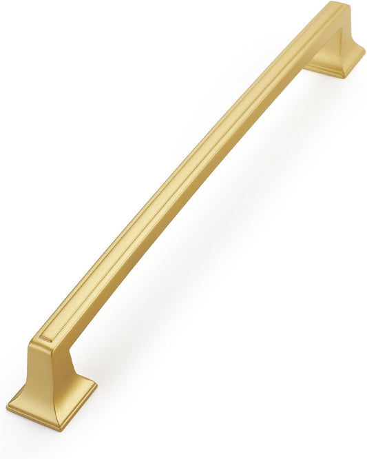 6 Pack Cabinet Handles Gold Cabinet Pulls 7-1/2 Inch Hole Center Drawer Pulls Modern Bar Dresser Handles for Bathroom Kitchen Bedroom, Zinc Alloy