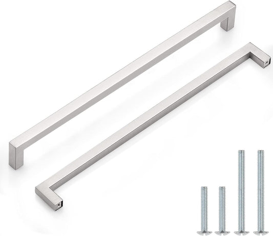 15 Pack Square Modern Stainless Steel Brushed Nickel Cabinet Handles Kitchen Cupboard Drawer Dresser Pulls Hardware， 12-3/5" (320Mm) Hole Centers