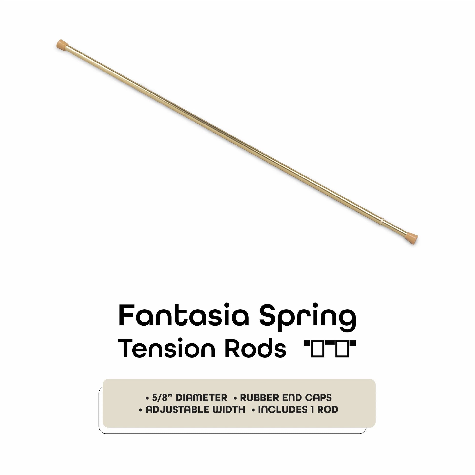 Fantasia 5/8" Spring Tension Rod, 28-48", Brass