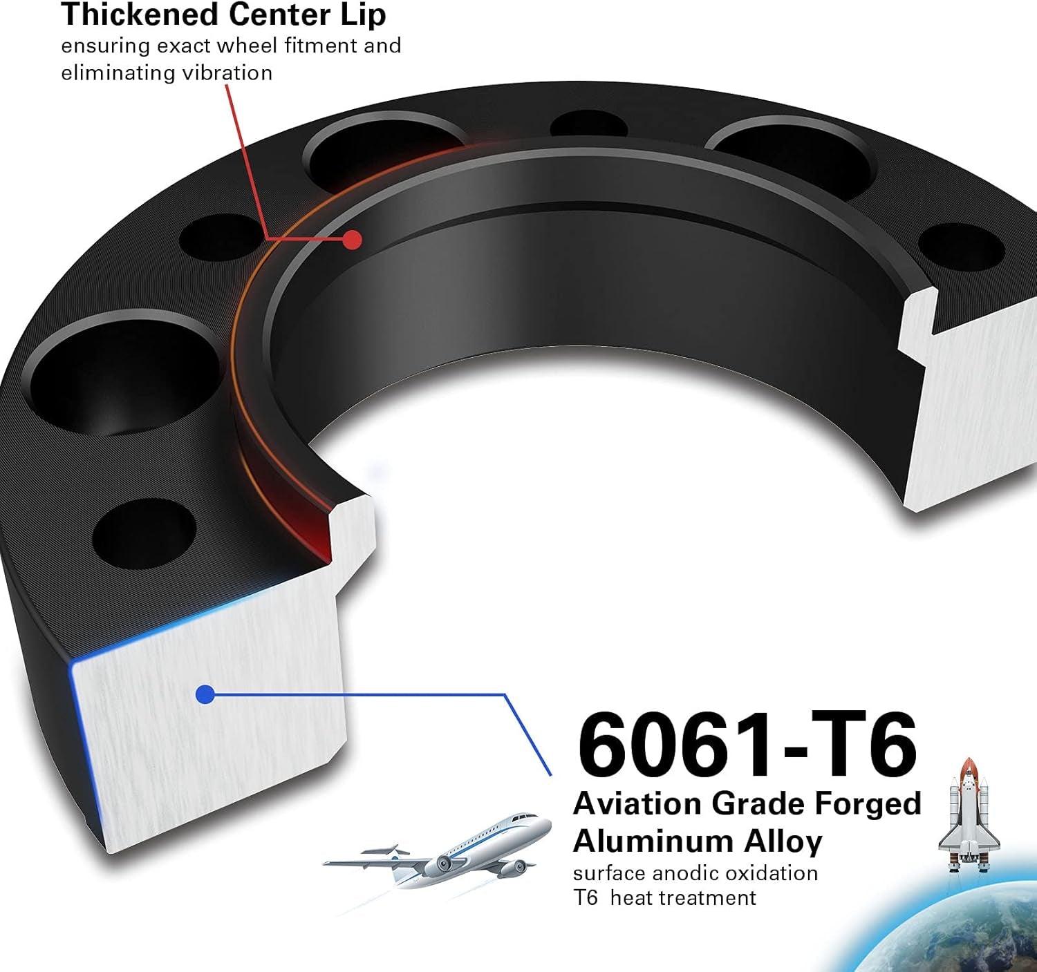 2 Pack 6X5.5 Hub Centric Wheel Spacers, 1.50" 6X139.7Mm Wheel Spacers, 106.1Mm Center Bore with M12X1.5 Studs