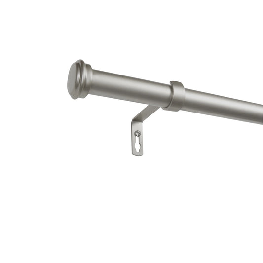 Topper 1" Curtain Rod and Finial Set, Matte Silver, Adjustable 84"-160"