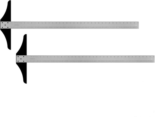 Heavy-Duty Aluminum T-Square for Art Framing & Drafting, Silver, 36-Inch (2 Pack)