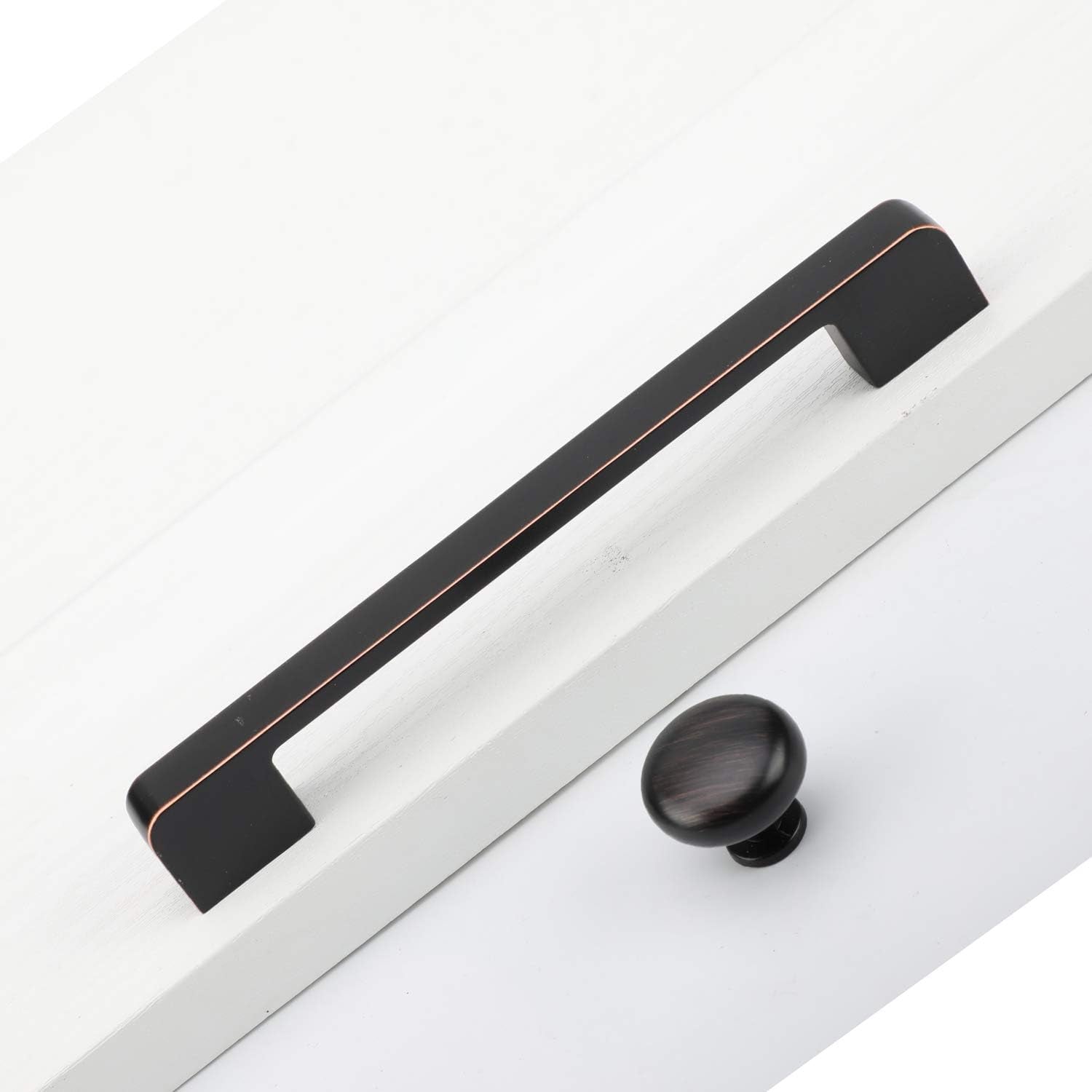 10 Pack 5-Inch Solid Square Bar Cabinet Handle ORB Arch Curved Kitchen Cabinet Hardware Handle Pull -For Bedroom Dresser Drawer Wardrobe Door (5''/128Mmhole Cente, Oil-Rubbed Bronze)