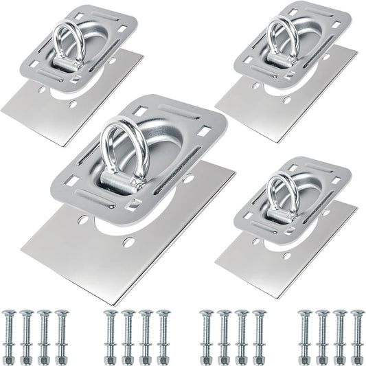 Recessed D Ring Tie down Anchors 4 Pack (6,000 Lbs), Heavy Duty Trailer Floor Ti
