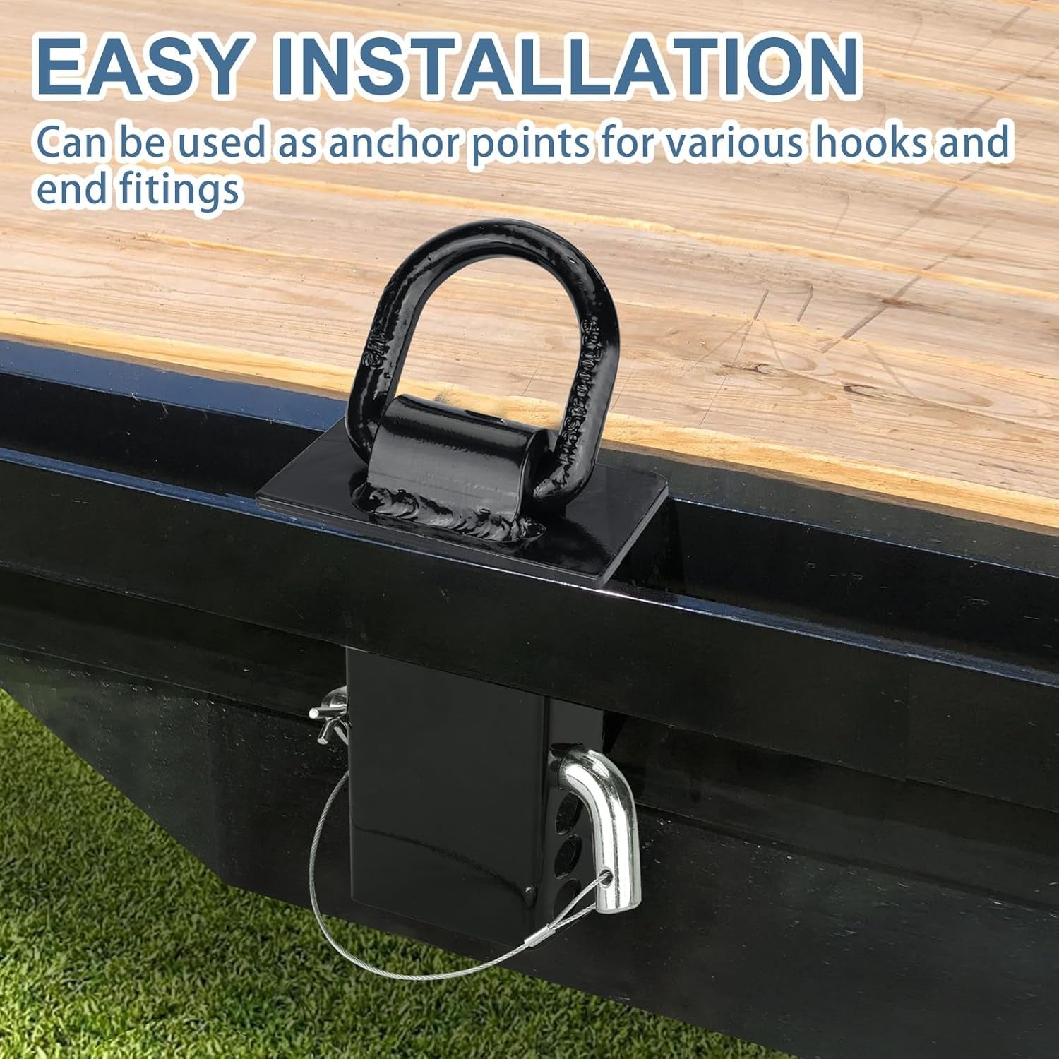 4 Packs Stake Pocket D Ring, Heavy Duty Trailer D Ring Tie down Anchors, Adjusta