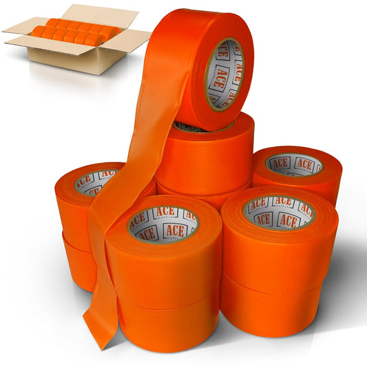 Orange Flagging Tape 24 Pack - Non-Adhesive Survey Tape - 1.5 Inch Width, 150 Ft Length, 2 Mil - Tree Marking Ribbon, Surveyors Ribbon