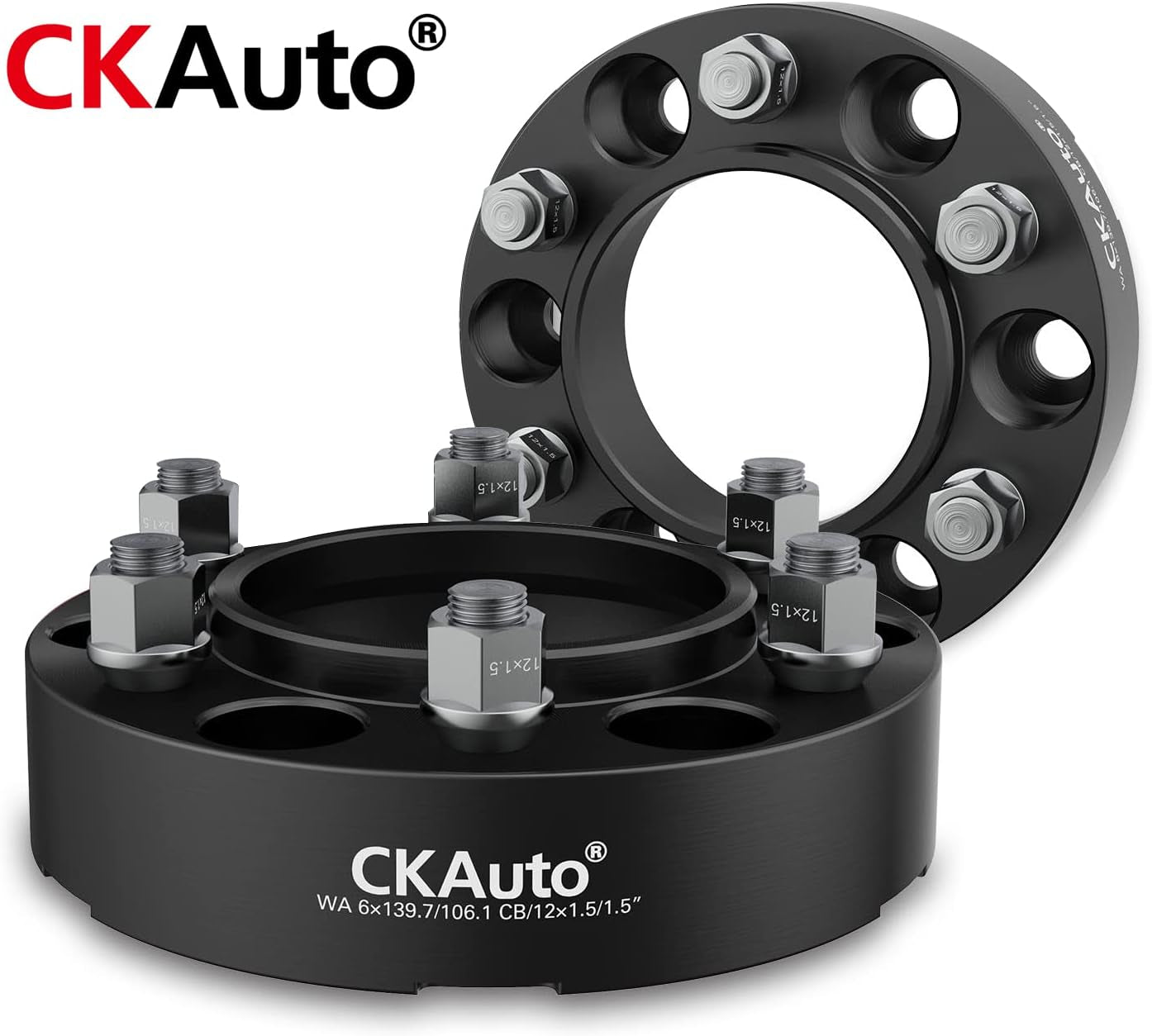 2 Pack 6X5.5 Hub Centric Wheel Spacers, 1.50" 6X139.7Mm Wheel Spacers, 106.1Mm Center Bore with M12X1.5 Studs