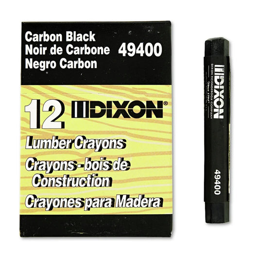 Lumber Crayons, 4 1/2 X 1/2, Carbon Black, Dozen -DIX49400
