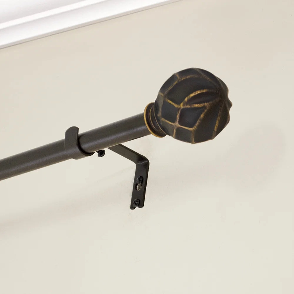 (2 Pack)  3/4" Dark Oil Rubbed Bronze Eliza Single Curtain Rod Set, 30-84"